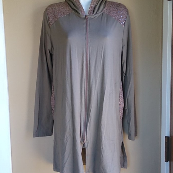 XXLA FEMME Hooded Midi Tunic Zip Up Cardigan M - Picture 1 of 9